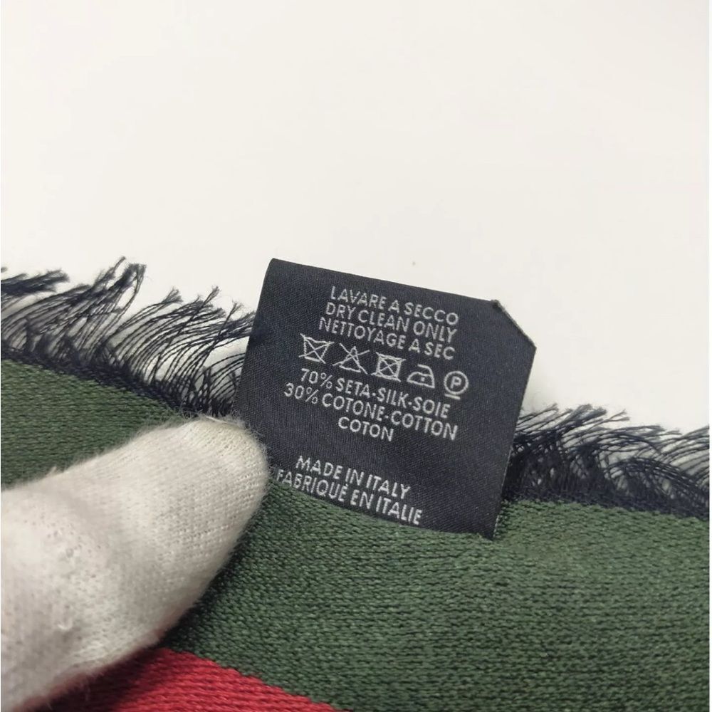 GUCCI Black Silk Cotton Sherry Line Edge Wrap Shawl Lightweight Web Trim Auth - Picture 3 of 8